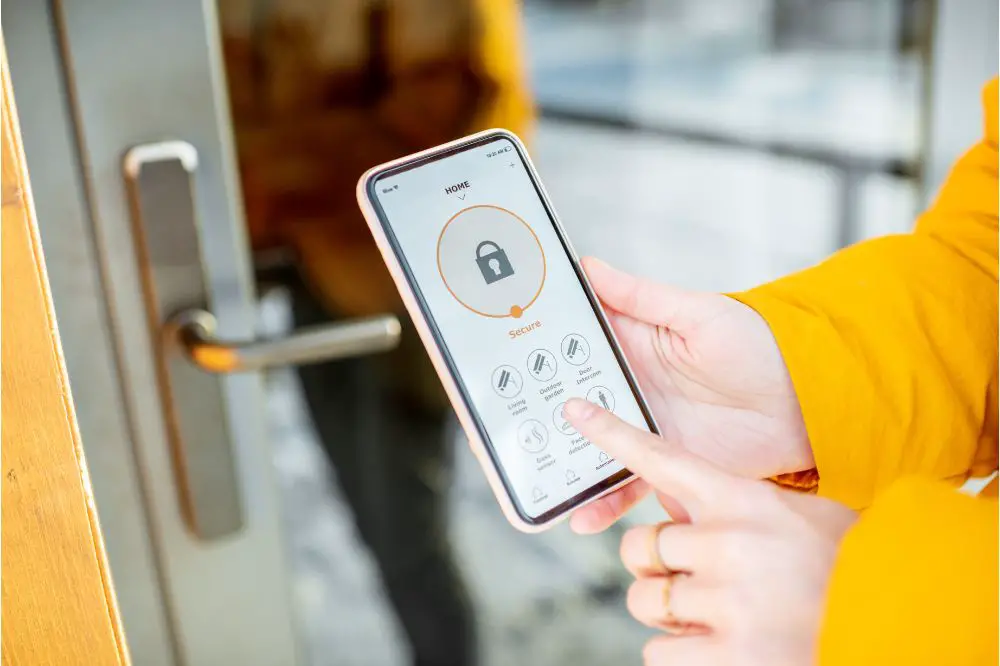 Locking smartlock on the entrance door using a smart phone remotely